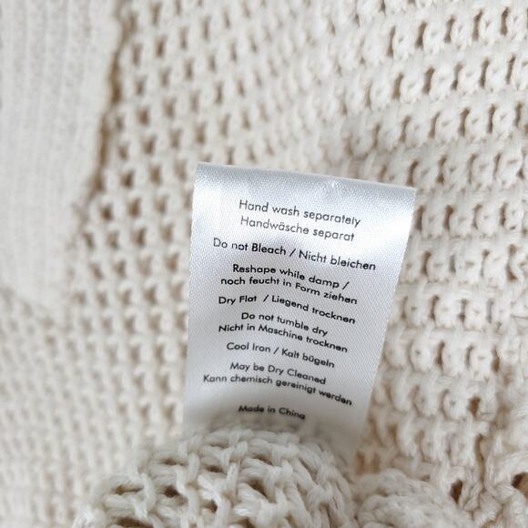 WRAP London Cream V-Neck Open Knit Short Sleeve Sweater Top Basic Cotton US 14 - Picture 11 of 11